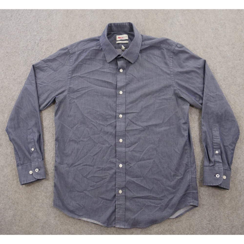Lucky Brand Shirt Mens Medium Blue 15.5 Button Up Long Sleeve Slim Fit